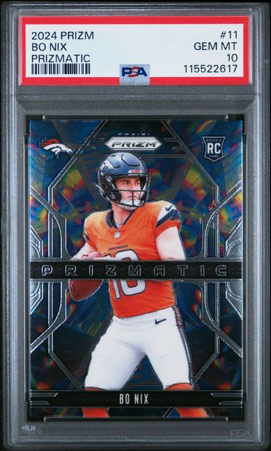 Bo Nix 2024 Panini Prizm Prizmatic RC PSA 10
