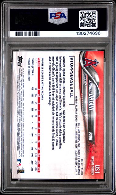 Shohei Ohtani 2018 Topps Update Series RC PSA 10