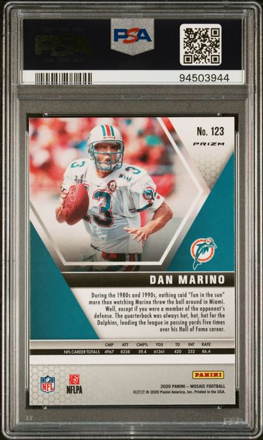 Dan Marino 2020 Panini Mosaic Reactive Blue PSA 10