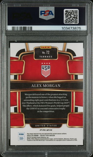 Alex Morgan 2023-24 Panini Select FIFA White Sparkle prizm PSA 9