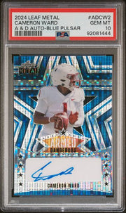 Cameron Ward 2024 Leaf Metal Armed & Dangerous Auto Blue Pulsar #'d 4/4 PSA 10