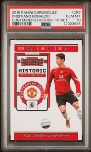 Cristiano Ronaldo 2019 Panini Chronicles Contenders Historic Ticket PSA 10