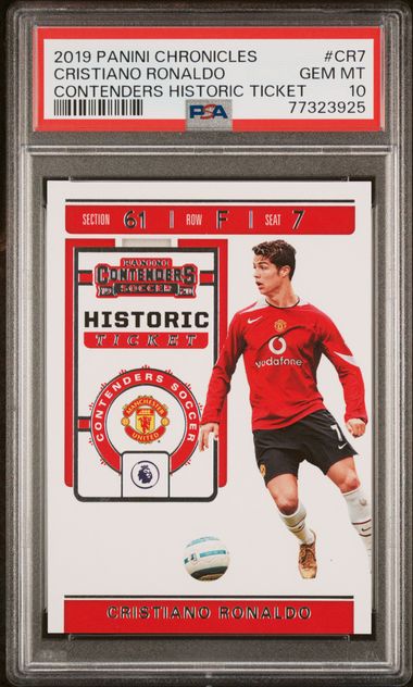 Cristiano Ronaldo 2019 Panini Chronicles Contenders Historic Ticket PSA 10