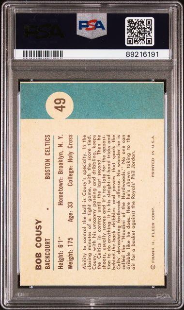 Bob Cousy In Action 1961 Fleer #49 PSA 6