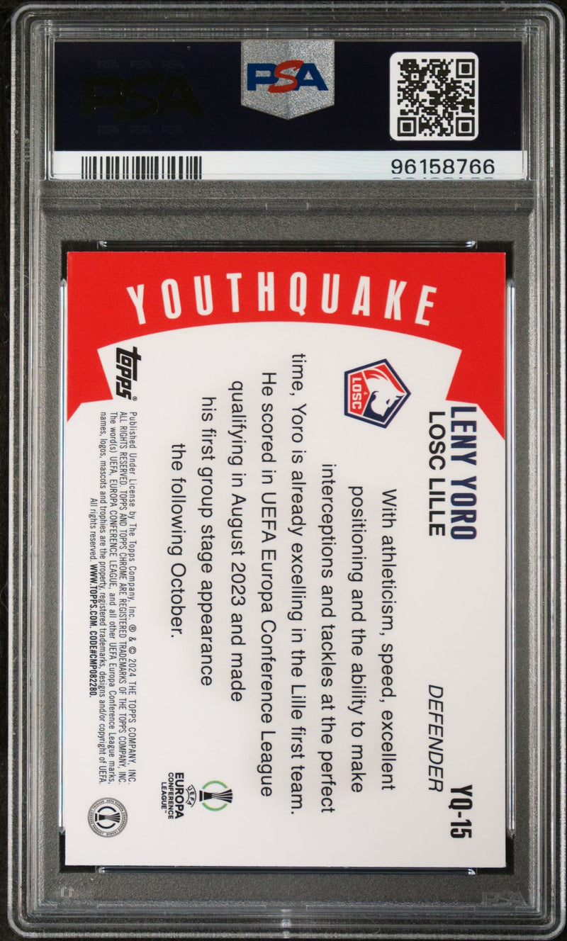 Leny Yoro 2023-24 Topps Chrome UEFA Youthquake PSA 9