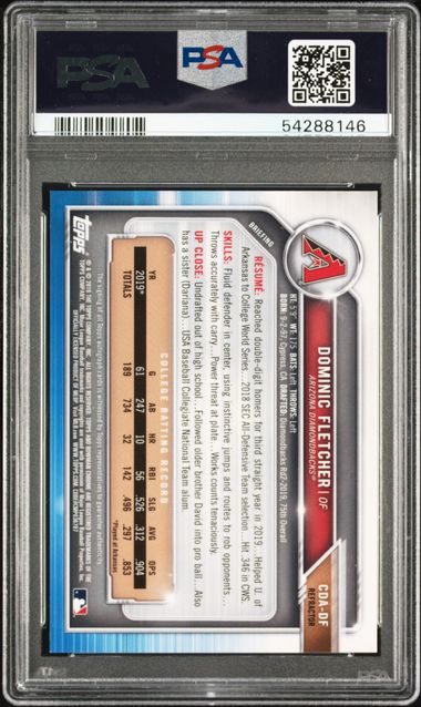 Dominic Fletcher 2019 Bowman Draft Chrome Draft Picks Auto Refractor #'d 047/499 PSA 10