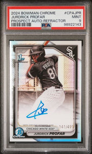 Jurdrick Profar 2024 1st Bowman Chrome autograph ref. #'d 141/499 PSA 9