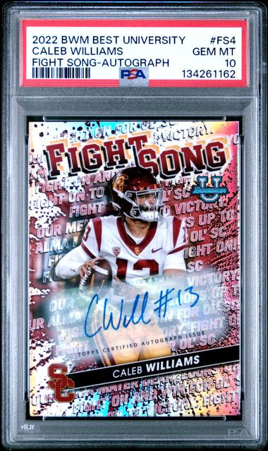 Caleb Williams 2022 Bowmans Best University Fight Song Autograph #'d 64/99 PSA 10