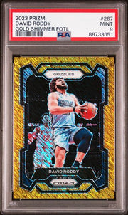 David Roddy 2023-24 Prizm Gold Shimmer FOTL #'d 07/10 PSA 9