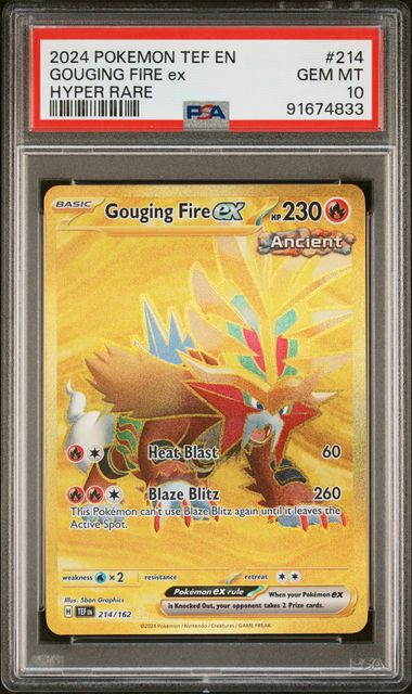 Gouging Fire ex 2024 Pokemon Temporal Forces Hyper rare #214/162 PSA 10
