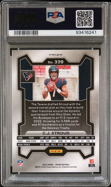 CJ Stroud 2023 Panini Red White & Blue Prizm PSA 9