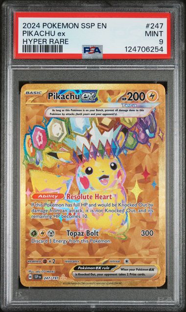 Pikachu ex Pokemon Surging Sparks Hyper Rare 247/191 PSA 9