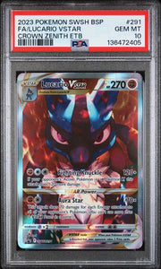 Lucario VSTAR Pokemon Crown Zenith ETB Promo #SWSH291 PSA 10