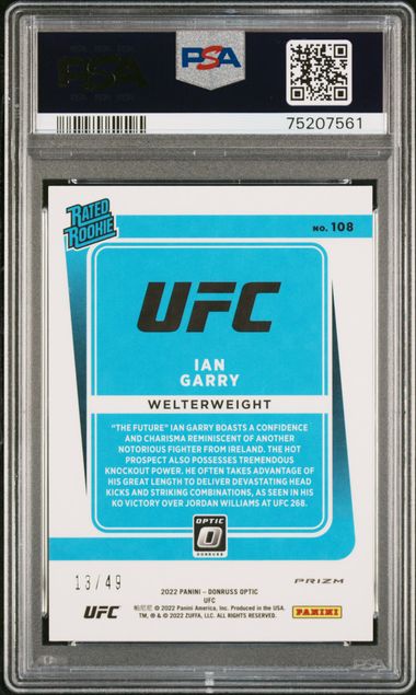 Ian Garry 2022 Panini Donruss Optic orange prizm rookie card #'d 13/49 PSA 9