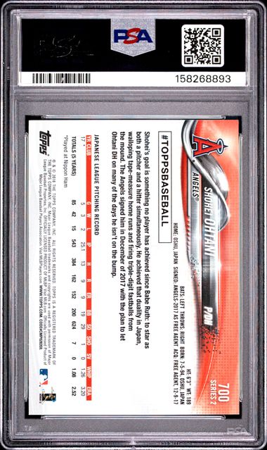 Shohei Ohtani 2018 Topps Pitching Rookie #700 PSA 9