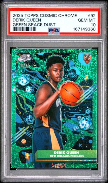 Derik Queen 2025 Topps Cosmic Chrome Green Space Dust Rookie #'d 28/75 PSA 10