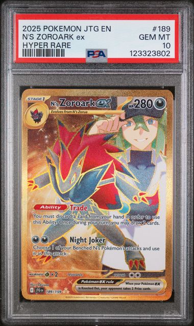 N's Zoroark ex 2025 Pokemon Journey Together Hyper Rare #189/159 PSA 10