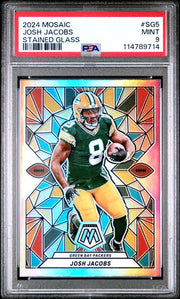 Josh Jacobs 2024 Panini Stained Glass Mosaic PSA 9