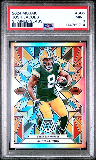 Josh Jacobs 2024 Panini Stained Glass Mosaic PSA 9