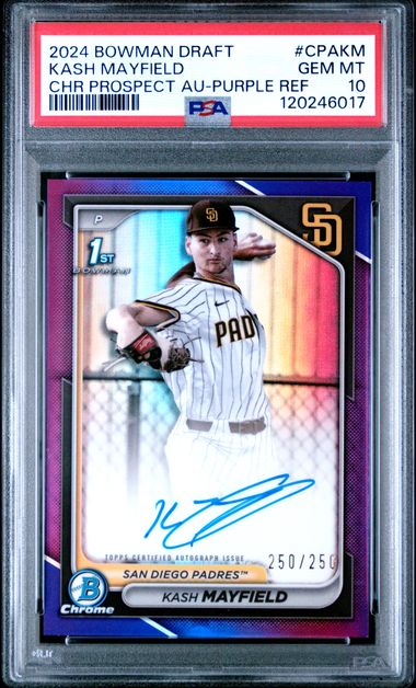 Kash Mayfield 2024 Bowman Chrome Draft Purple 1st Bowman Autograph #'d 250/250