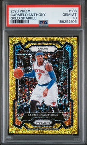 Carmelo Anthony 2023 Prizm Gold Sparkle #'d 06/24 PSA 10
