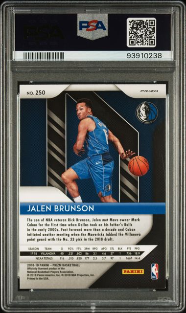 Jalen Brunson 2018 Panini Prizm Silver Prizm RC PSA 10