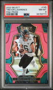 Trevor Lawrence 2023 Panini Select Pink Prizm #'d 07/10 PSA 8