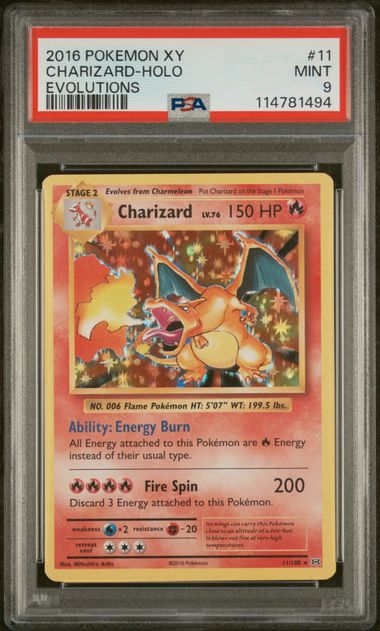 Charizard 2016 Pokemon XY Evolutions holo #11/108 PSA 9