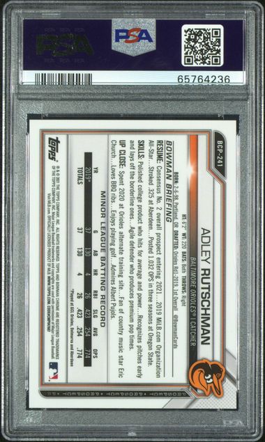 Adley Rutschman 2021 Bowman Chrome X #BCP241 PSA 9