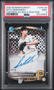 Seth Hernandez 2025 Bowman Draft 1st Bowman Black X-Fractor Autograph #'d 10/10 PSA 9