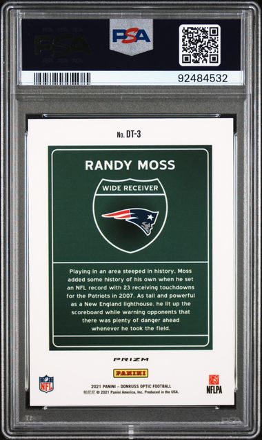 Randy Moss 2021 Panini Donruss Optic Downtown PSA 10