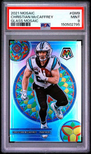 Christian McCaffrey 2021 Panini Mosaic Stained Glass PSA 9