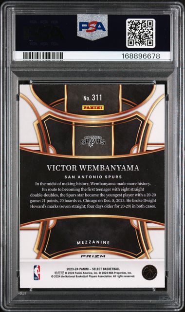 Victor Wembanyama 2023-24 Select Green Shock PSA 9