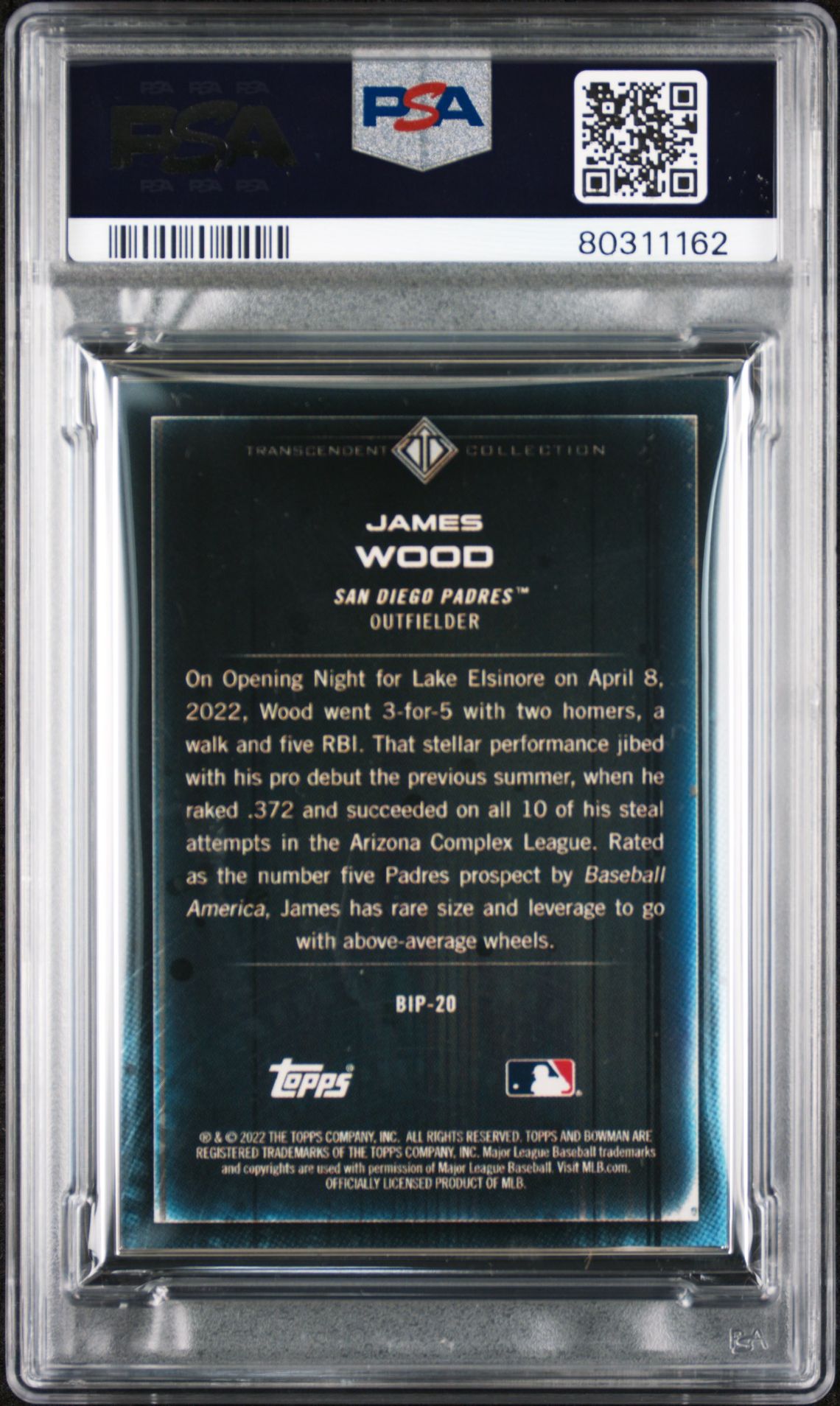James Wood 2022 Bowman Transcendent Collection Bowman Icons /50 Hands Up PSA 10