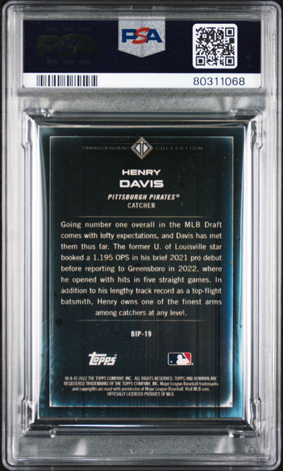 Henry Davis 2022 Bowman Transcendent Collection Bowman Icons /50 Swinging PSA 9