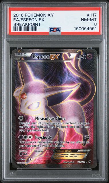 Espeon EX 2016 Pokemon XY BreakPoint Full-Art #117/122 PSA 8