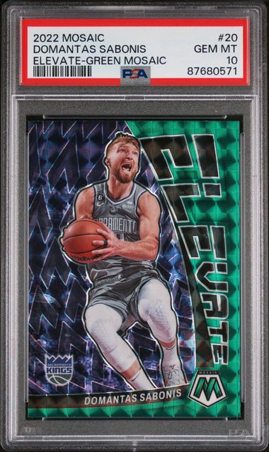 Domantas Sabonis 2022 Panini Mosaic Elevate Green Mosaic prizm PSA 10