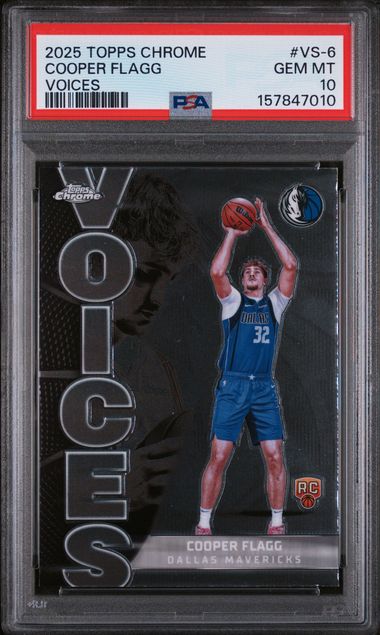 Cooper Flagg 2025 Topps Chrome Voices RC PSA 10