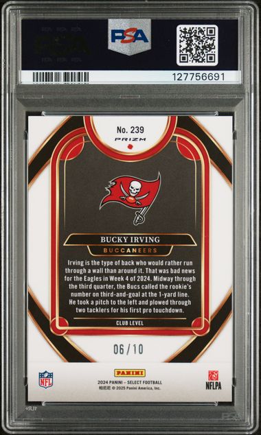 Bucky Irving 2024 Panini Select Gold Dragon Scale rookie card #'d 06/10