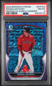 Roman Anthony 2023 Bowman Chrome Prospects Purple Shimmer PSA 8 #'d 041/250