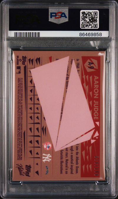 Aaron Judge 2022 Topps X Naturel 1952 Encased Artist Card Silver Gum-Back foil #'d 028/199 PSA 9