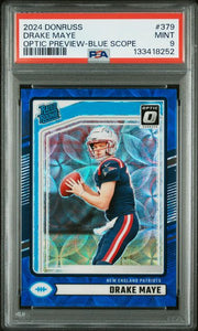 Drake Maye 2024 Panini Optic Preview Blue Scope Prizm RC PSA 9