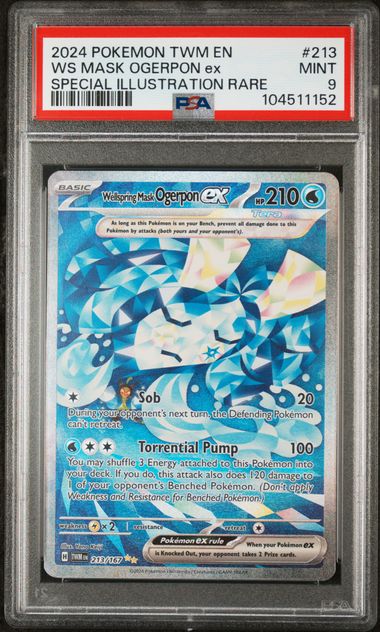 Wellspring Mask Ogerpon EX 2024 Pokemon Twilight Masquerade Illustration Rare holo 213/167 PSA 9