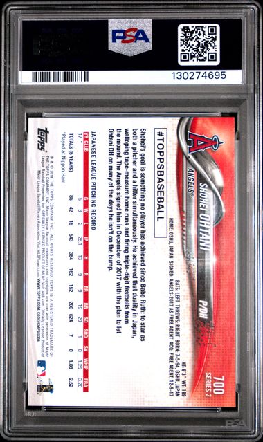 Shohei Ohtani 2018 Topps Series 2 Pitching RC PSA 10