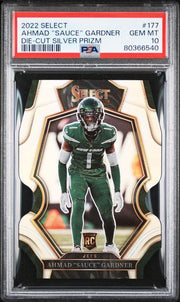 Ahmad "Sauce" Gardner 2022 Panini Select Die-Cut Silver Rookie PSA 10