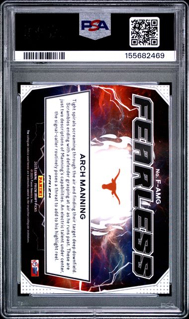 Arch Manning 2025 Panini Prizm Draft Picks Fearless Green Prizm Rated Prospect PSA 8