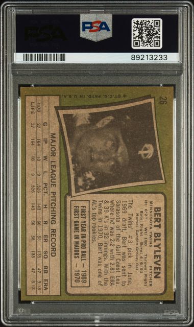 Bert Blyleven 1971 Topps #26 PSA 5