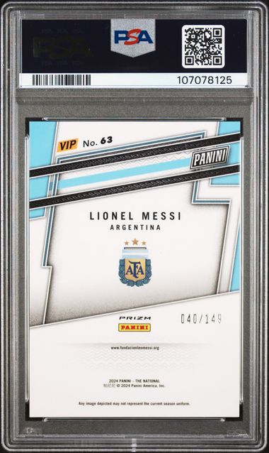 Lionel Messi 2024 Panini NSCC VIP Gold Red Sparkle prizm #'d 040/149 PSA 9