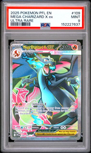 Mega Charizard X ex 2025 Pokemon Phantasmal Flames Ultra rare #109/094 PSA 9
