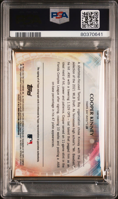 Cooper Kinney 2022 Bowman Transcendent Autograph Variation Blue #'d 08/10 PSA 10